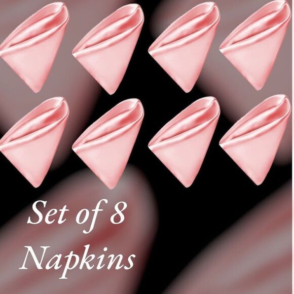 Pink Cloth Napkin Set of 8, Polyester, Washable, Soft Reusable, Wrinkle Free - Picture 1 of 6